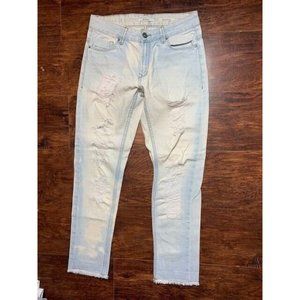 Stradivarius Size 4 Relaxed Fit Womens Ankle Jeans Light Wash Raw Hem Di…